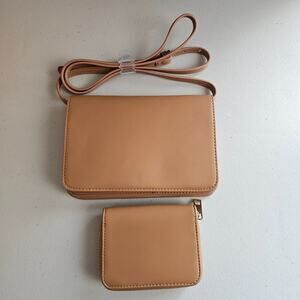 A New Day Crossbody Wallet with Matching Zip Wallet Set Faux Leather Purse Strap